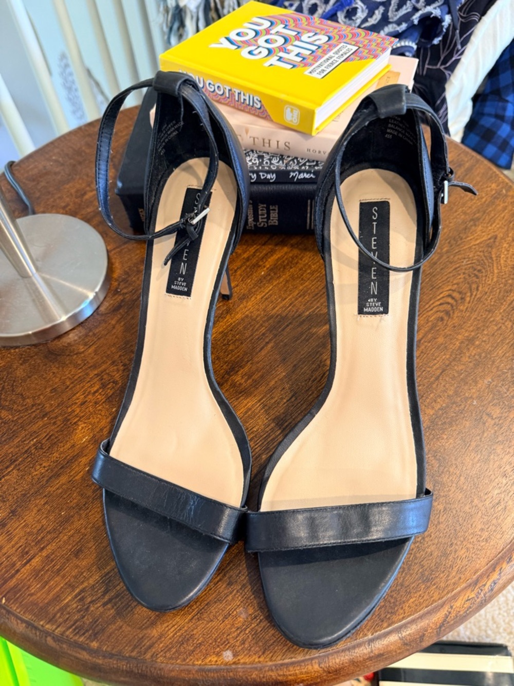 Steve Madden Black Ankle-Strap Open-Toe Heels